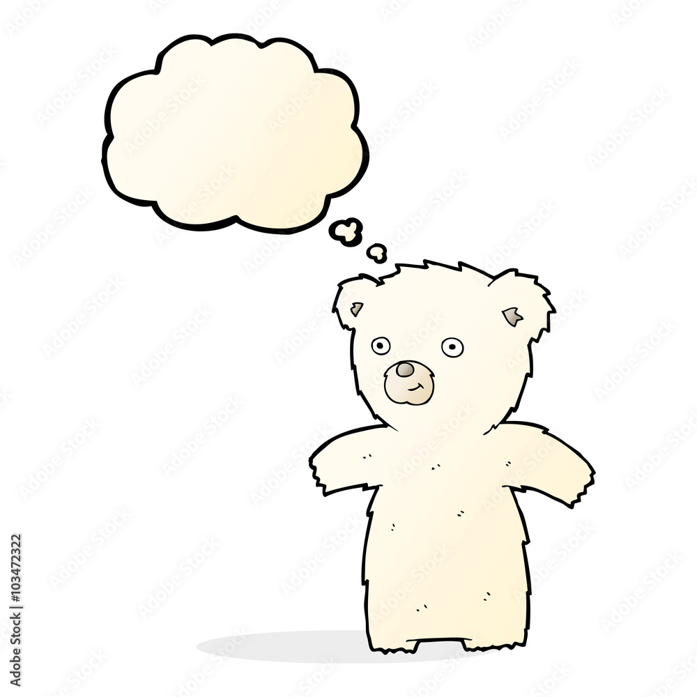 cute cartoon polar bear with thought bubble cute cartoon polar bear with thought bubble
