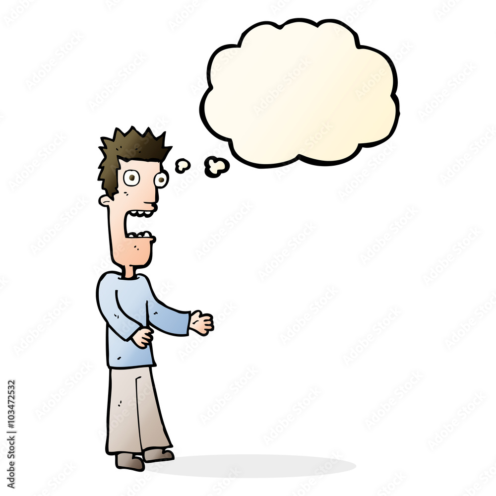 cartoon man freaking out with thought bubble cartoon man freaking out with thought bubble