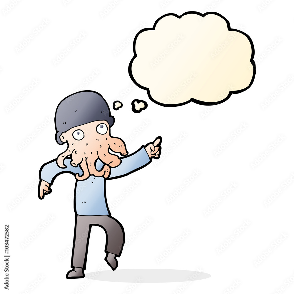 cartoon alien man dancing with thought bubble cartoon alien man dancing with thought bubble