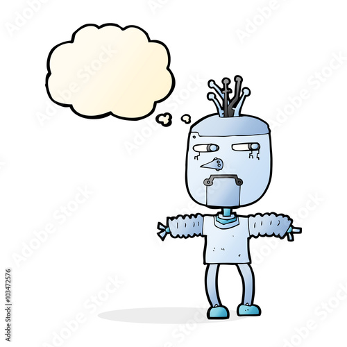 cartoon robot with thought bubble