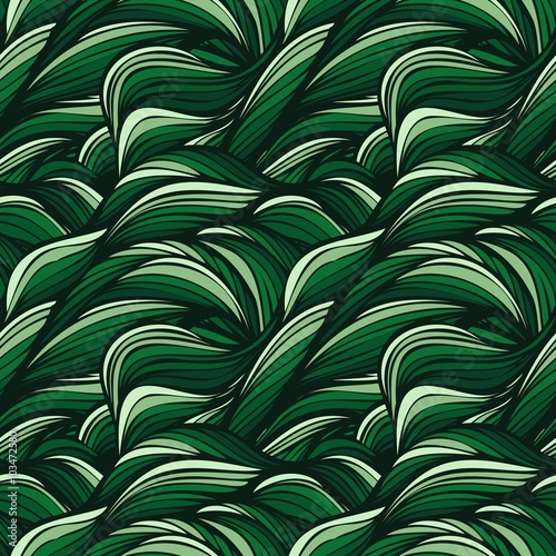 Green Hair Waves Seamless Pattern