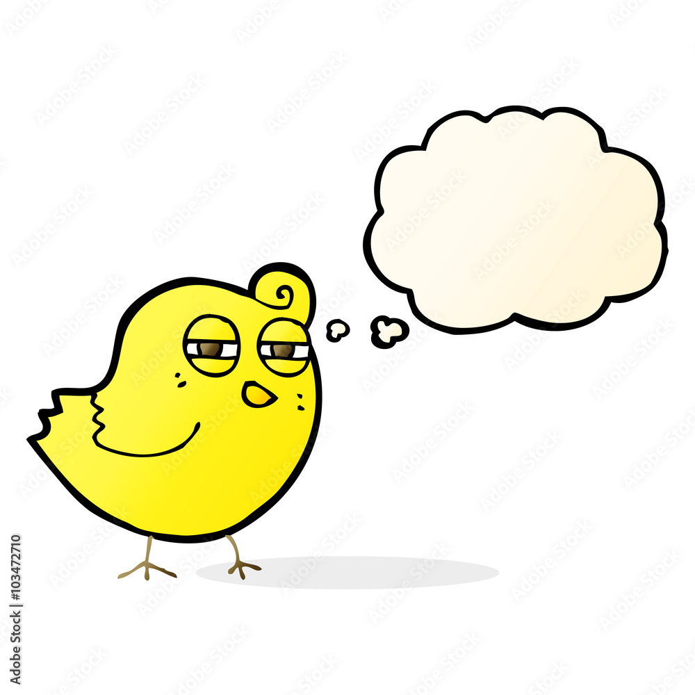 funny cartoon bird with thought bubble funny cartoon bird with thought bubble