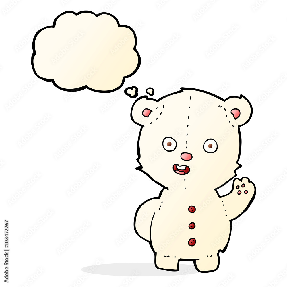 Fototapeta premium cute cartoon polar bear with thought bubble