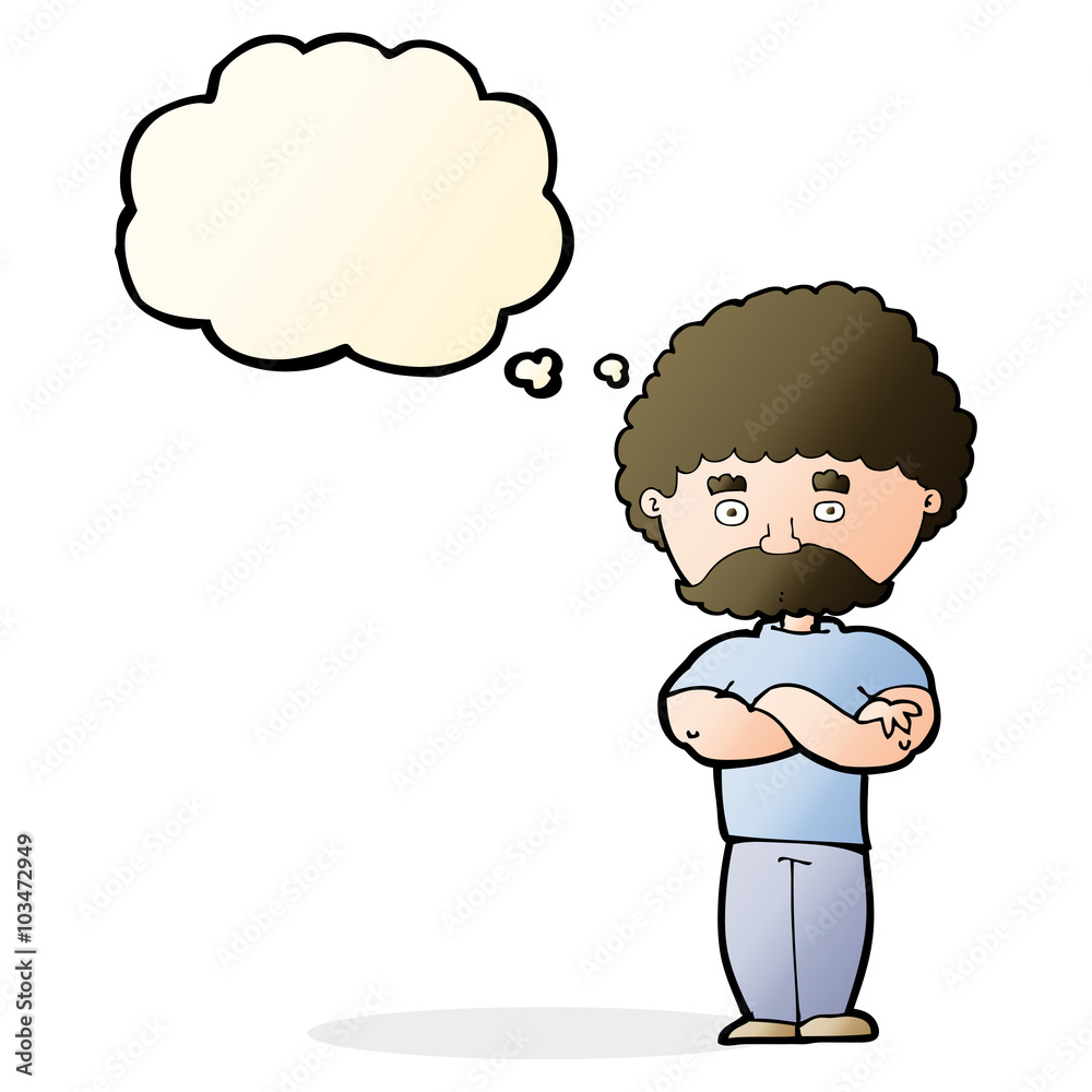 cartoon dad with folded arms with thought bubble cartoon dad with folded arms with thought bubble