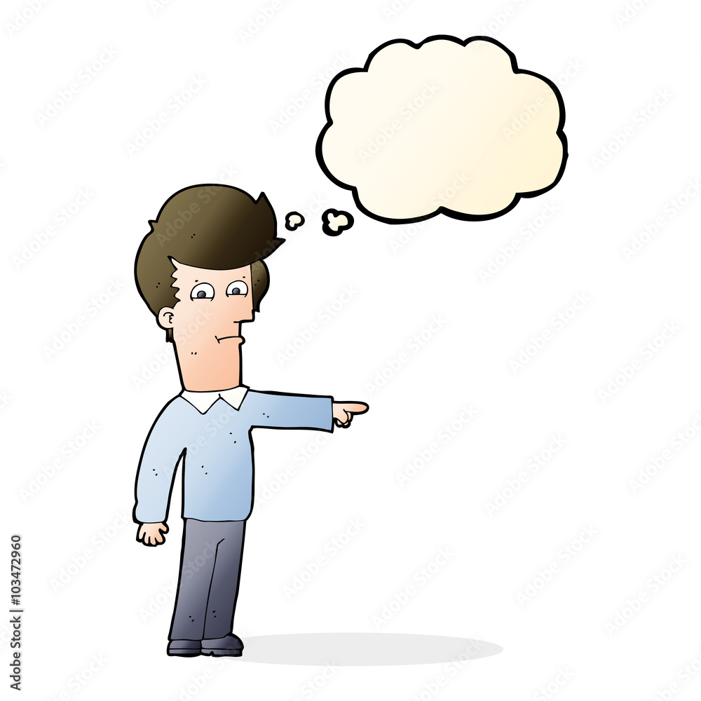 cartoon man pointing with thought bubble cartoon man pointing with thought bubble