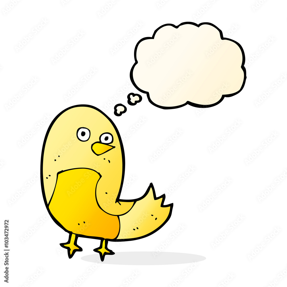 cartoon bird with thought bubble cartoon bird with thought bubble