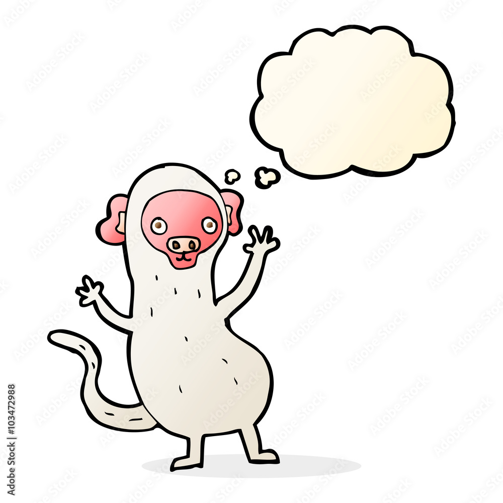 cartoon monkey with thought bubble
