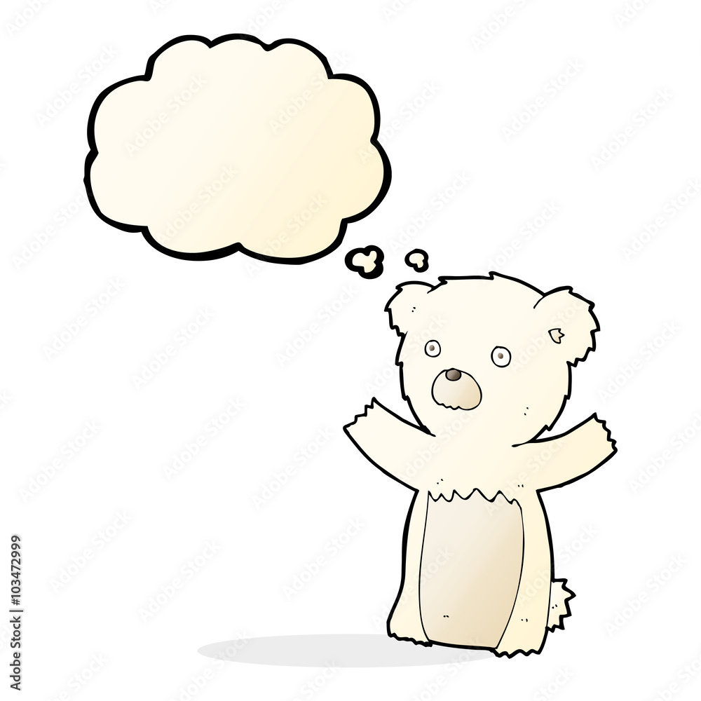 cartoon polar bear cub with thought bubble cartoon polar bear cub with thought bubble