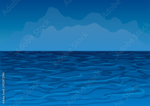 Vector illustration. Blue ocean.