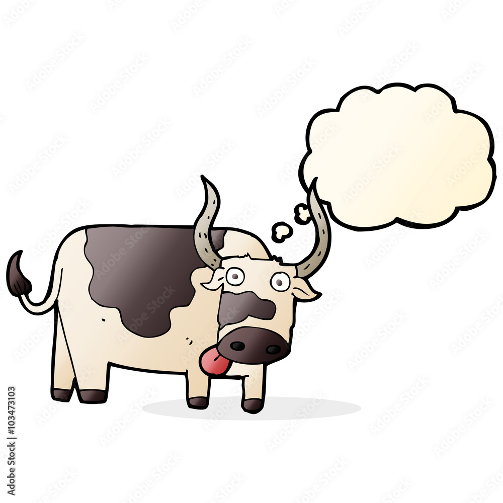 cartoon bull with thought bubble cartoon bull with thought bubble