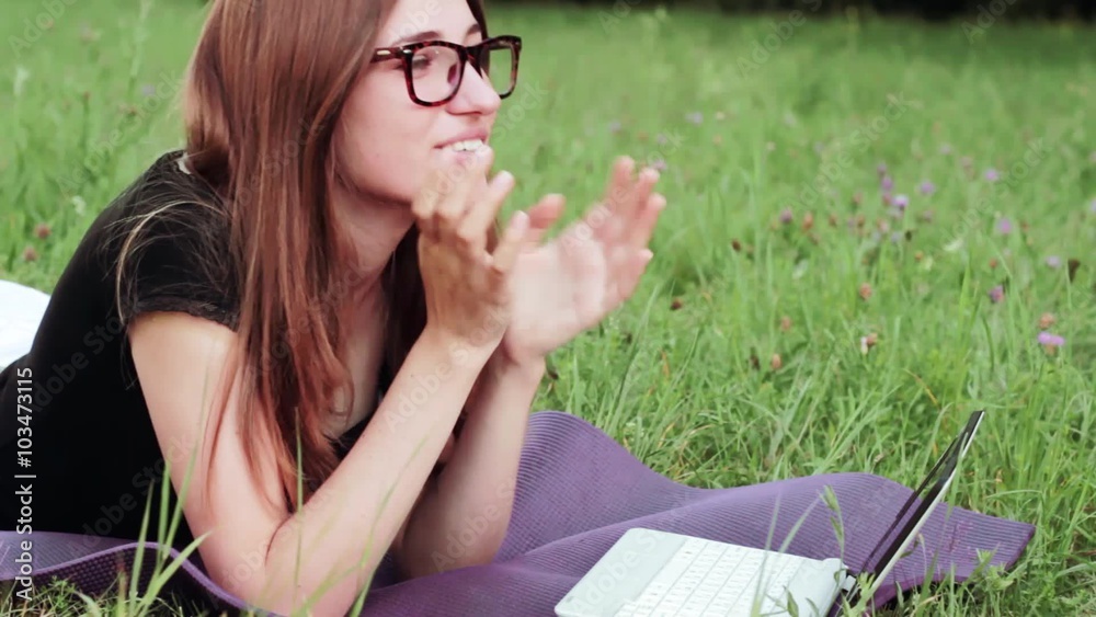 Girl Talking on Skype. Video call