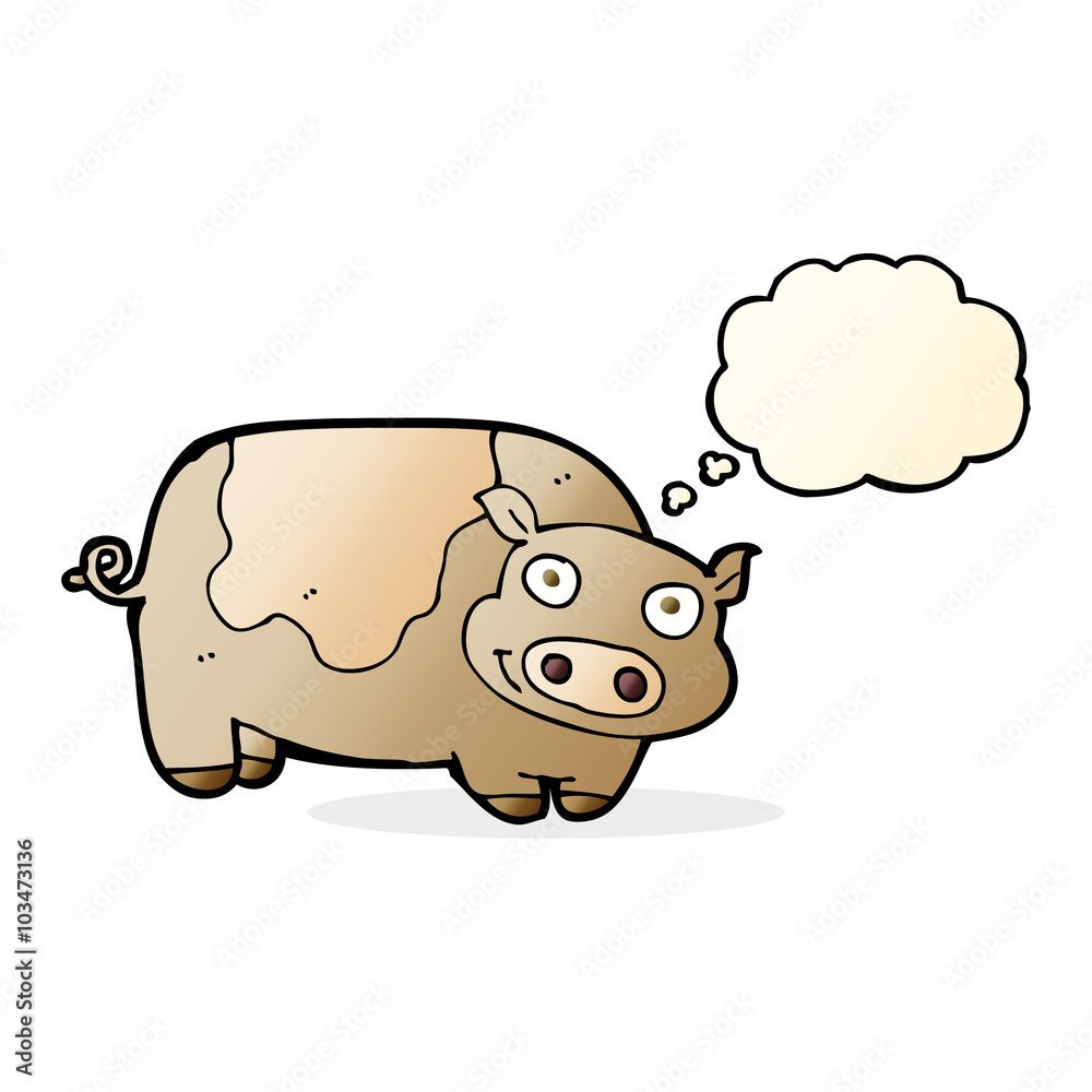 cartoon pig with thought bubble cartoon pig with thought bubble