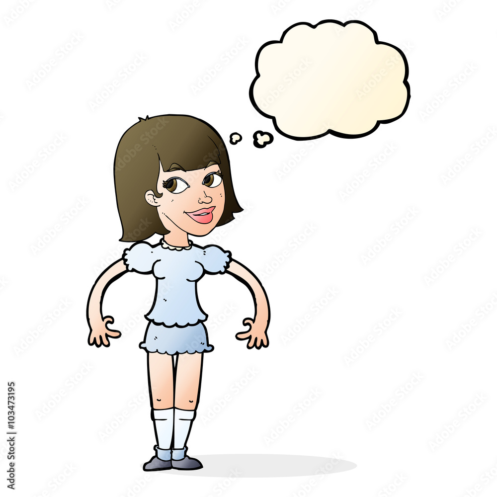 cartoon woman shrugging shoulders with thought bubble cartoon woman shrugging shoulders with thought bubble