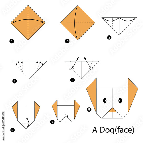 step by step instructions how to make origami A Dog.
