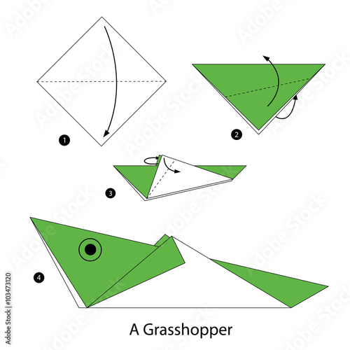 step by step instructions how to make origami A Grasshopper.