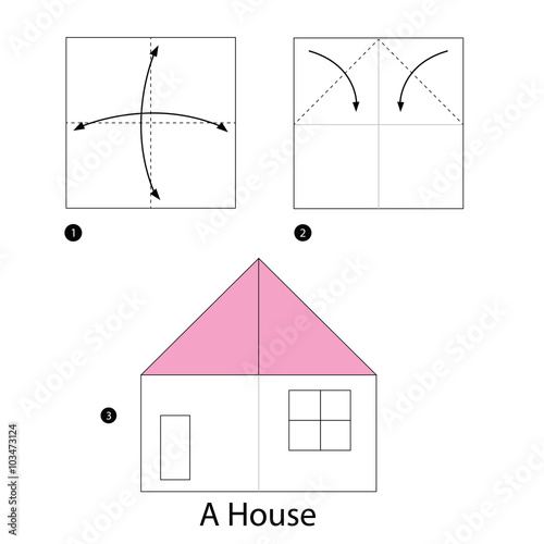 step by step instructions how to make origami A House.