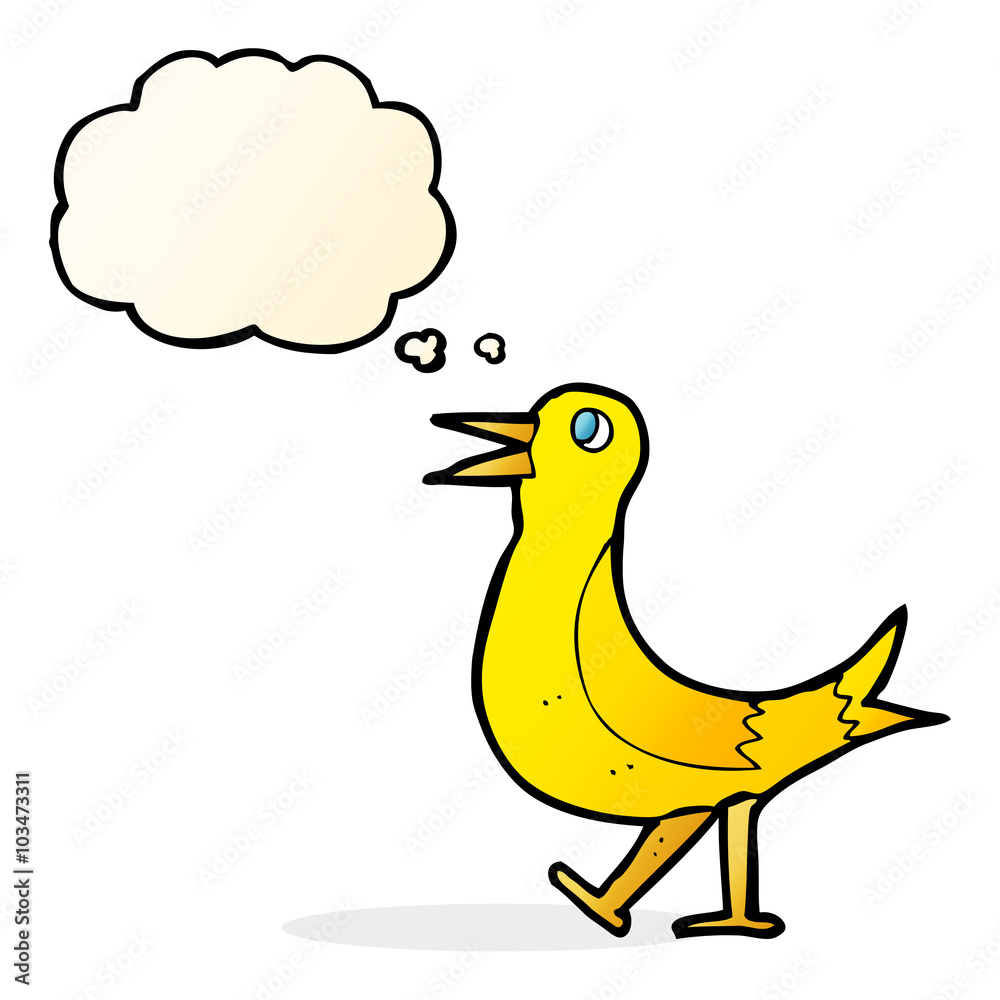 cartoon walking bird with thought bubble cartoon walking bird with thought bubble