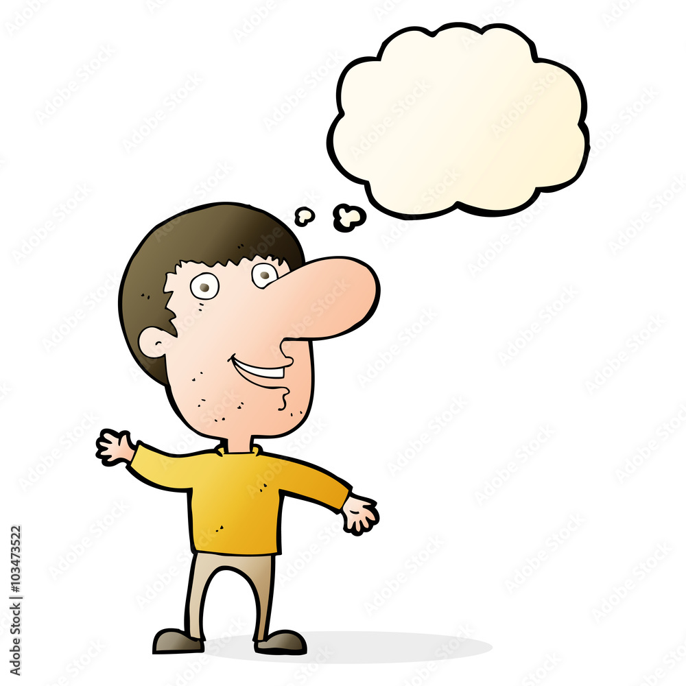 cartoon waving man with thought bubble cartoon waving man with thought bubble