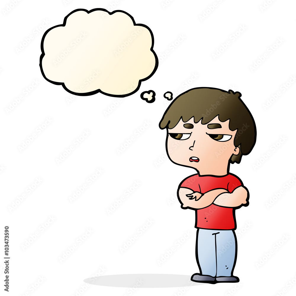 cartoon annoyed boy with thought bubble cartoon annoyed boy with thought bubble