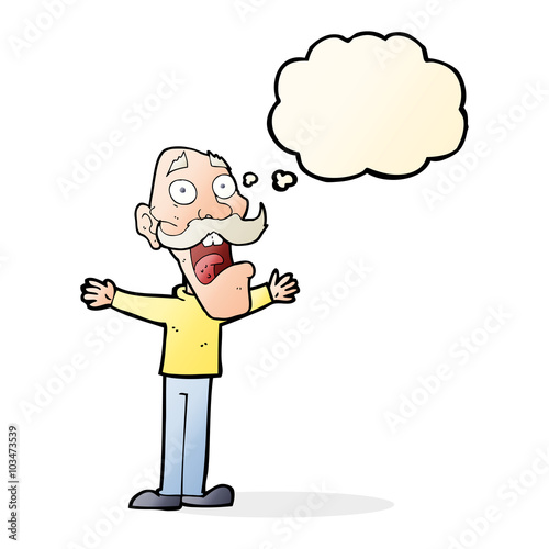 Wallpaper Mural cartoon stressed old man with thought bubble Torontodigital.ca