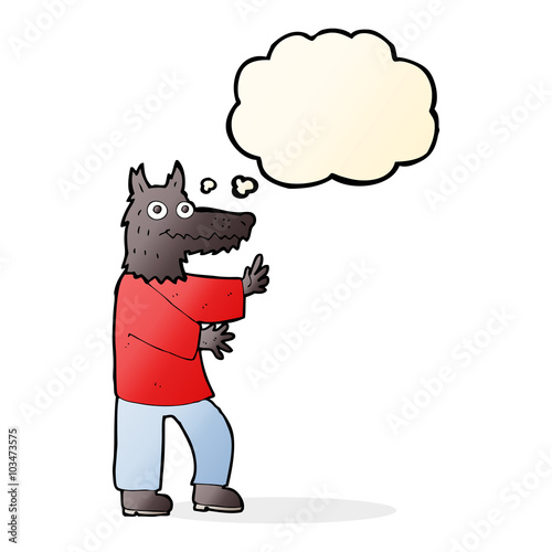 cartoon funny werewolf with thought bubble