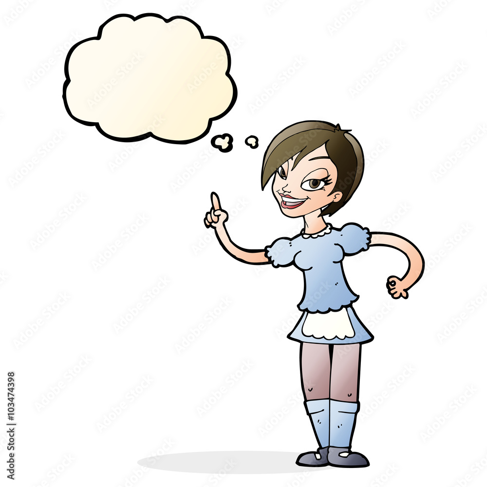 cartoon waitress taking order with thought bubble cartoon waitress taking order with thought bubble