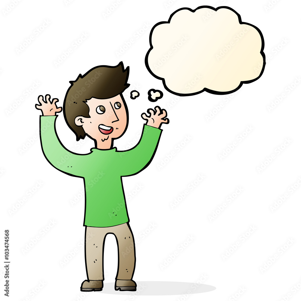 cartoon happy man with thought bubble cartoon happy man with thought bubble