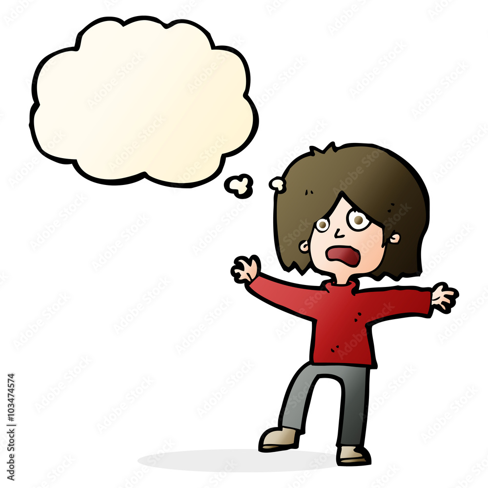 cartoon scared person with thought bubble cartoon scared person with thought bubble