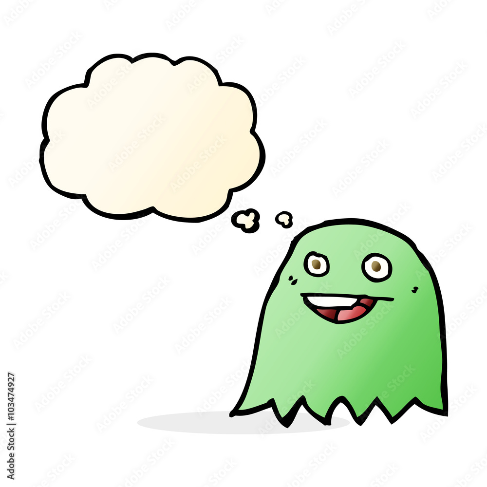 cartoon ghost with thought bubble