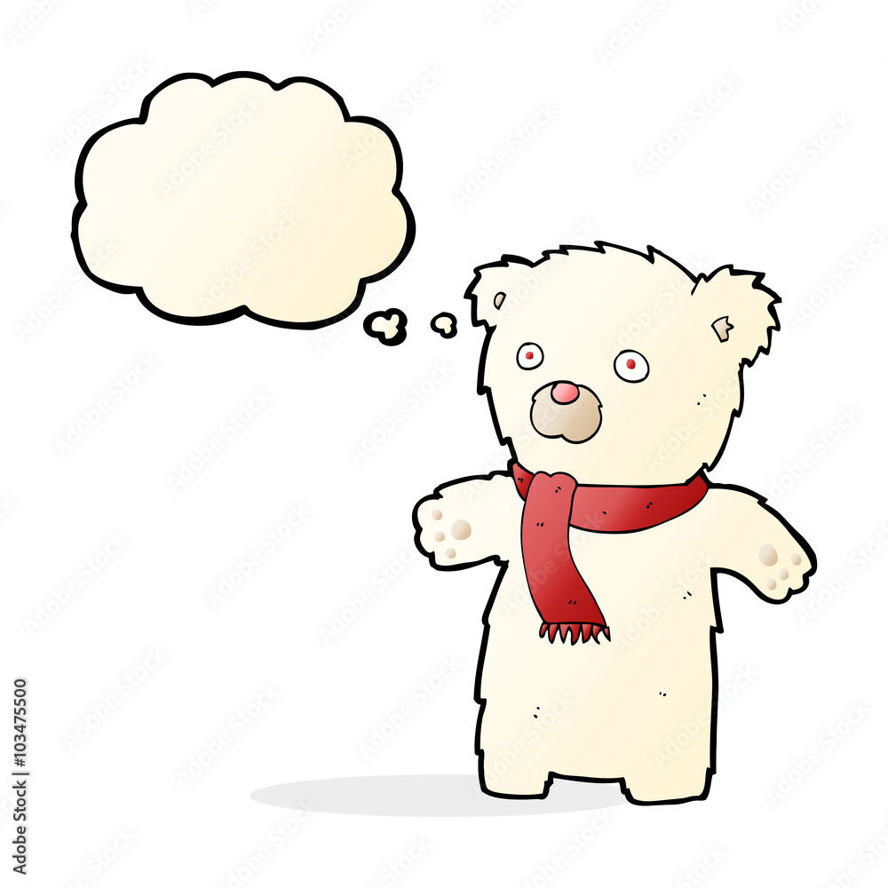 cartoon cute polar bear with thought bubble cartoon cute polar bear with thought bubble