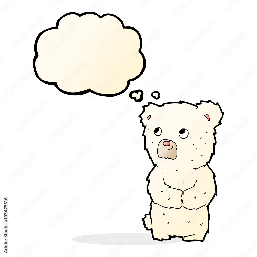 cartoon polar bear cub with thought bubble cartoon polar bear cub with thought bubble