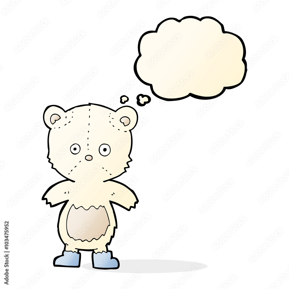 cartoon polar bear cub with thought bubble cartoon polar bear cub with thought bubble