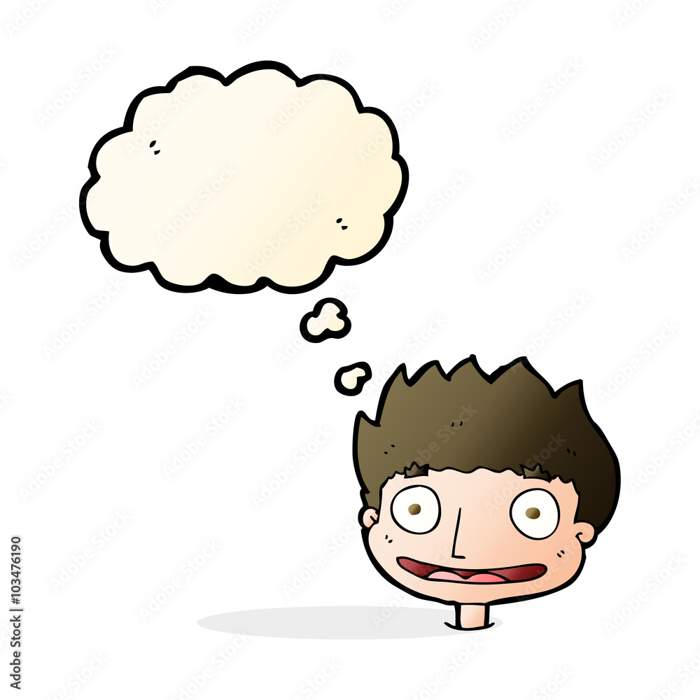 cartoon happy boy with thought bubble cartoon happy boy with thought bubble