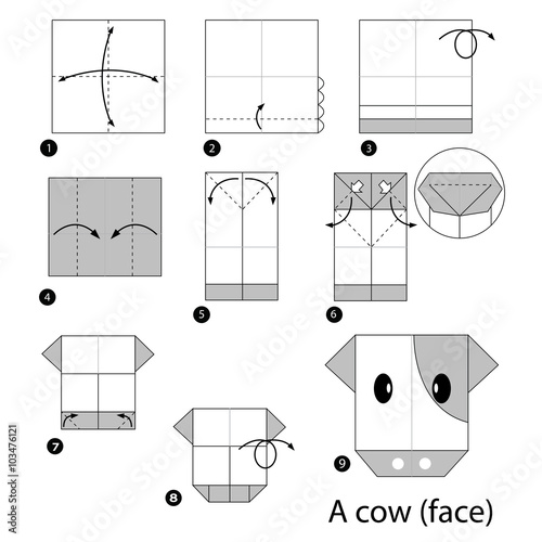 step by step instructions how to make origami A Cow.