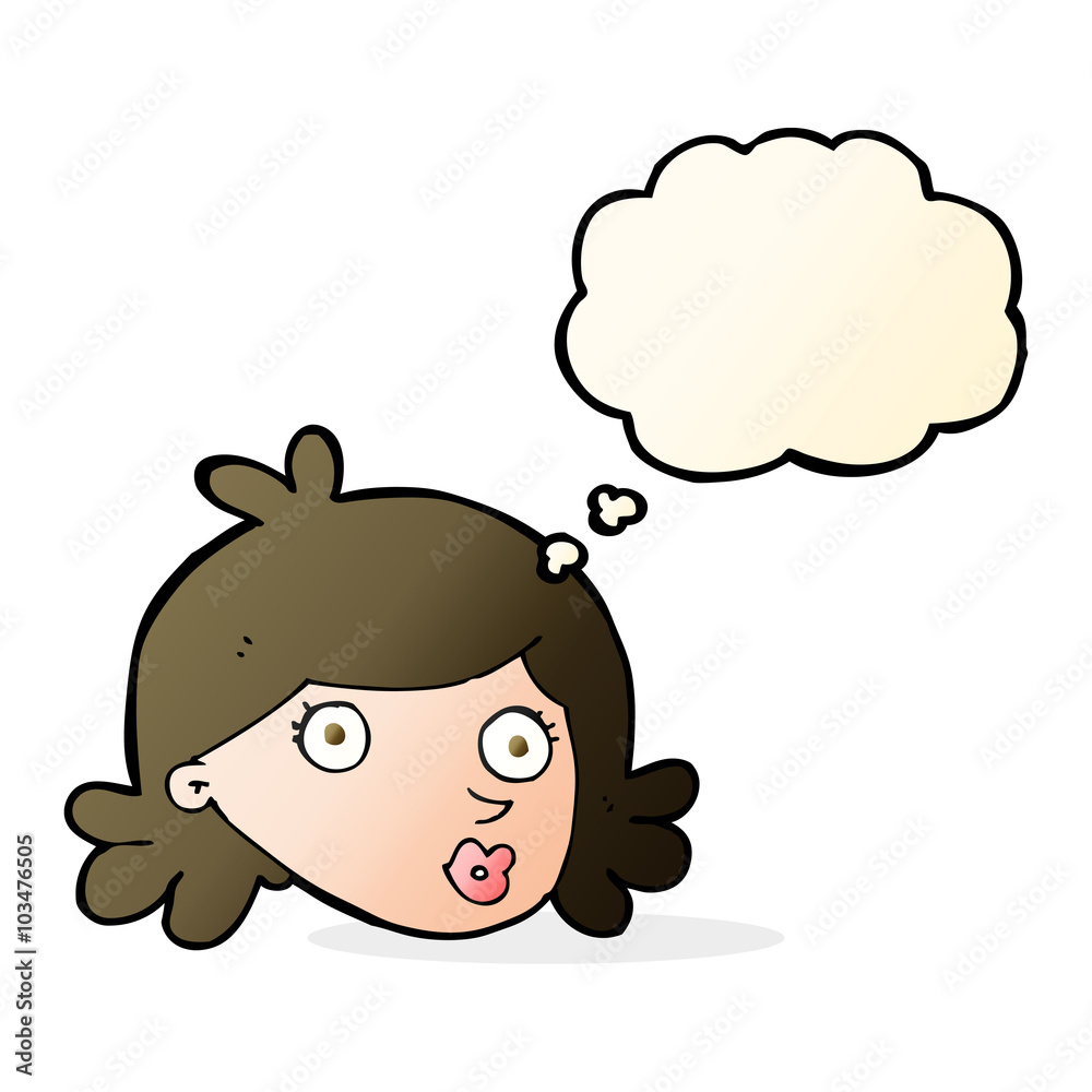 cartoon pretty face with thought bubble cartoon pretty face with thought bubble