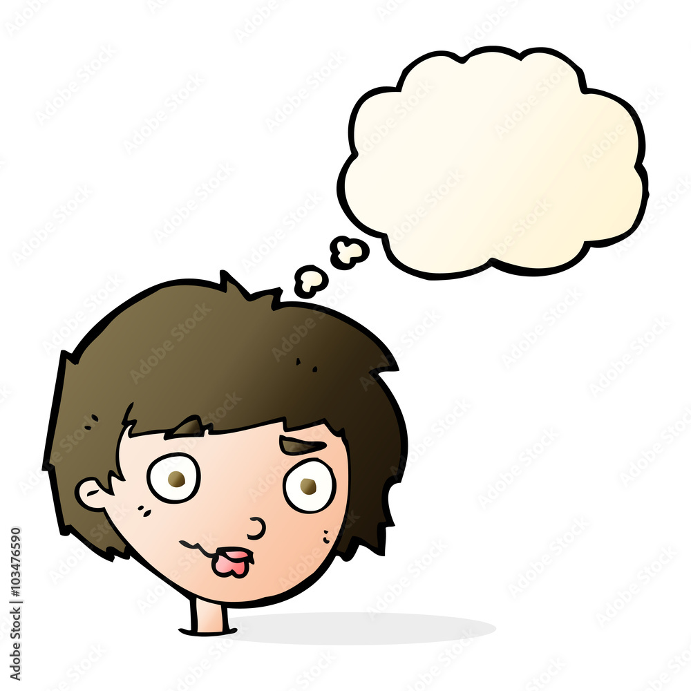 cartoon confused woman with thought bubble cartoon confused woman with thought bubble