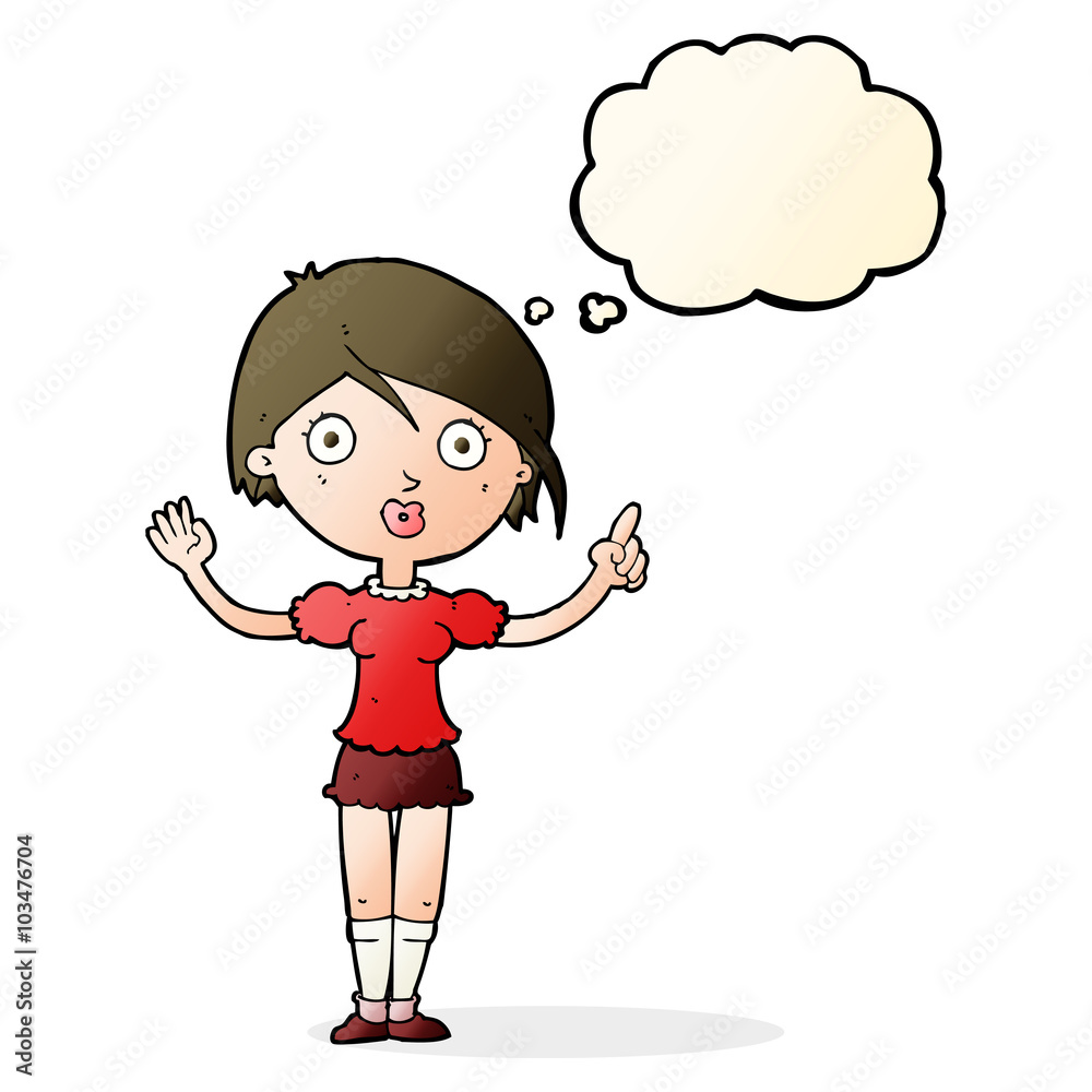 cartoon girl asking question with thought bubble cartoon girl asking question with thought bubble
