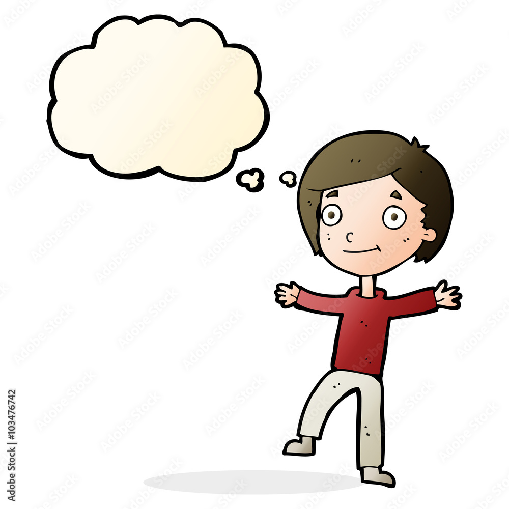 cartoon excited boy with thought bubble cartoon excited boy with thought bubble