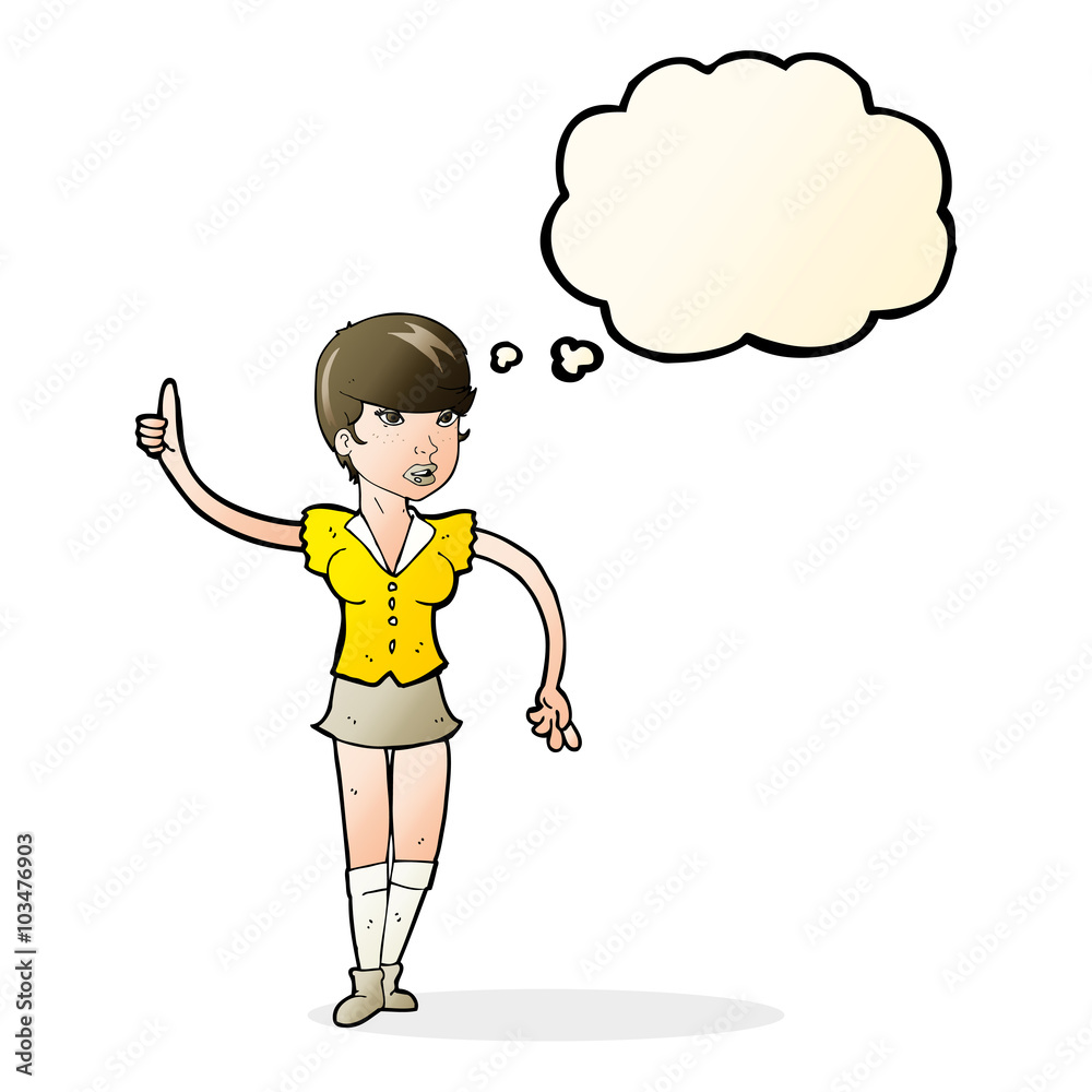 cartoon pretty girl asking question with thought bubble cartoon pretty girl asking question with thought bubble