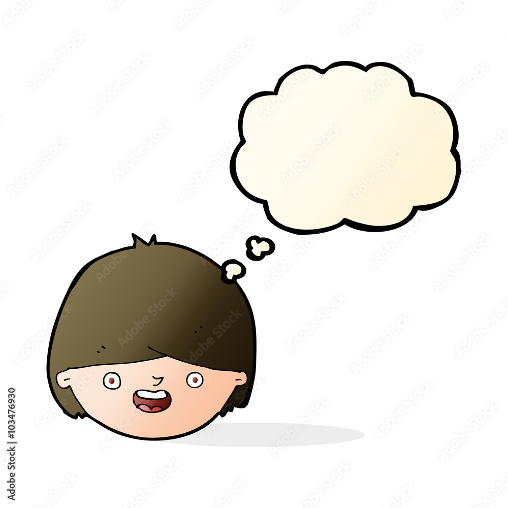cartoon happy face with thought bubble cartoon happy face with thought bubble