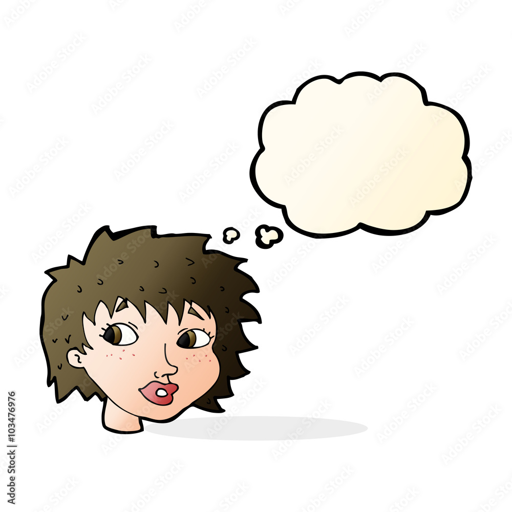 cartoon surprised woman with thought bubble cartoon surprised woman with thought bubble