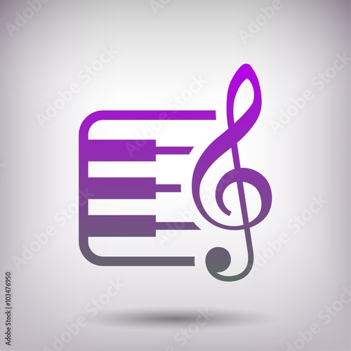 Pictograph of music key and keyboard