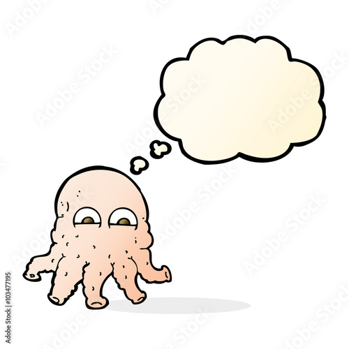 cartoon alien squid face with thought bubble