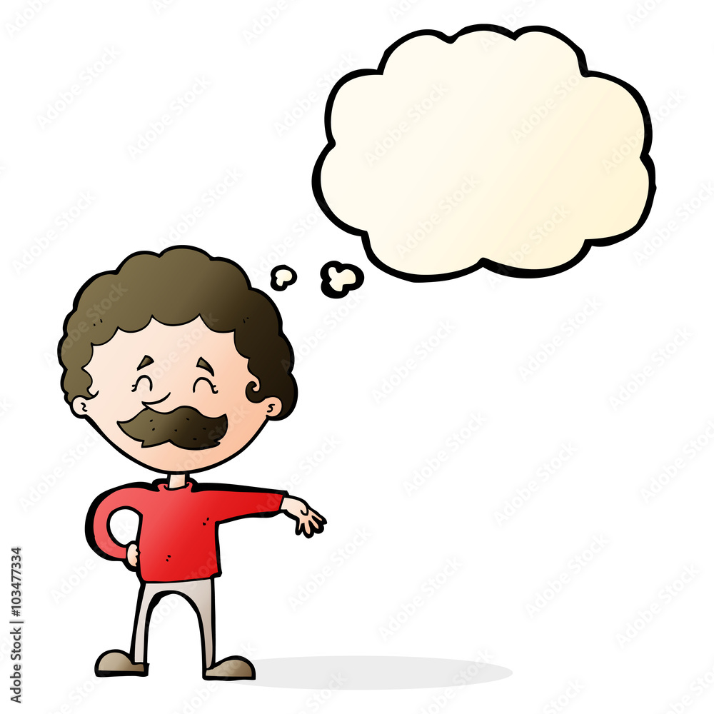cartoon man making camp gesture with thought bubble cartoon man making camp gesture with thought bubble