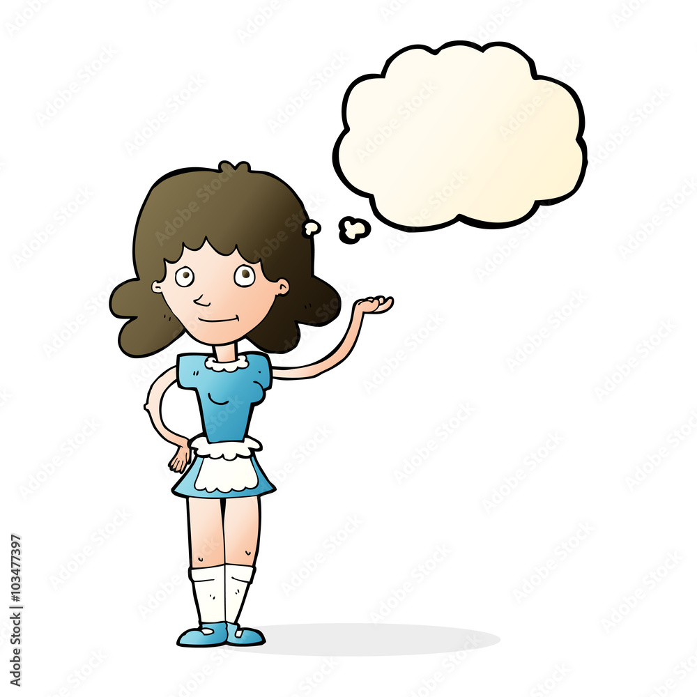 cartoon maid with thought bubble cartoon maid with thought bubble