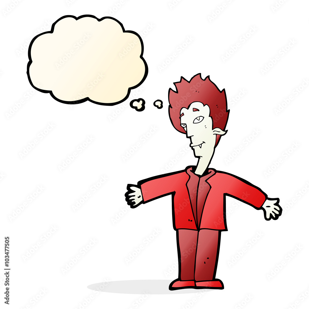 cartoon happy vampire with thought bubble cartoon happy vampire with thought bubble