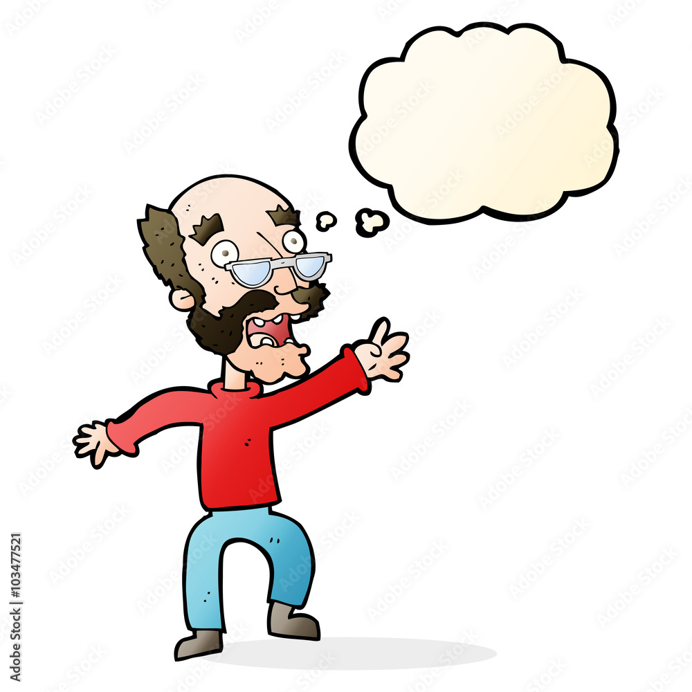 cartoon frightened old man with thought bubble cartoon frightened old man with thought bubble