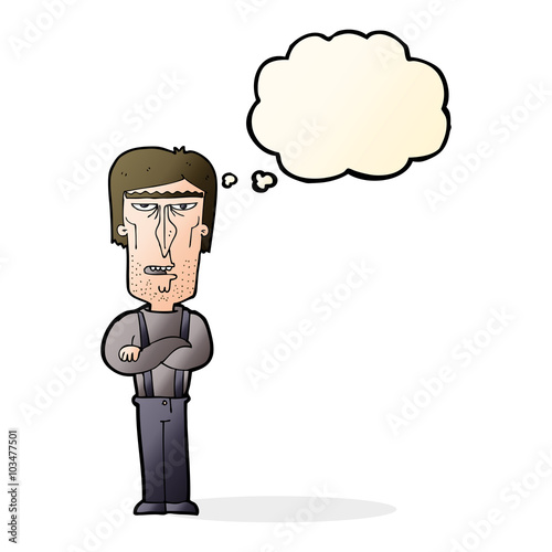 cartoon angry man with thought bubble