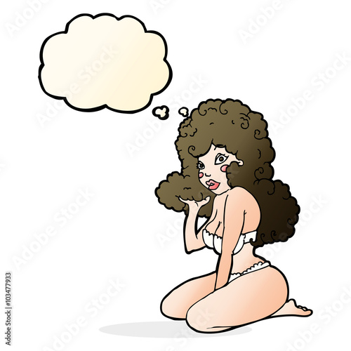 cartoon pin up girl with thought bubble