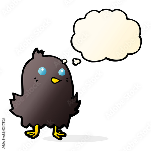 cartoon bird with thought bubble